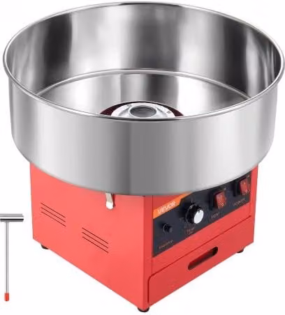 Macchina Elettrica per Zucchero Filato VEVOR da Banco 1000 W, Colore Rosso, con Ciotola in Acciaio Inox Diametro: 52 cm