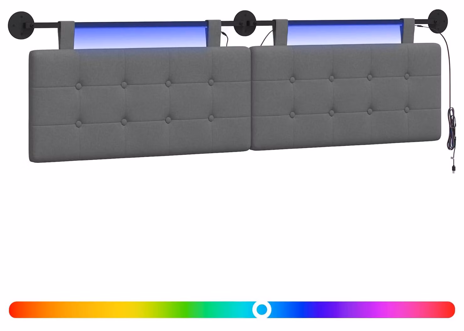 Testiera sospesa Con luce LED Grigio Scuro Tessuto