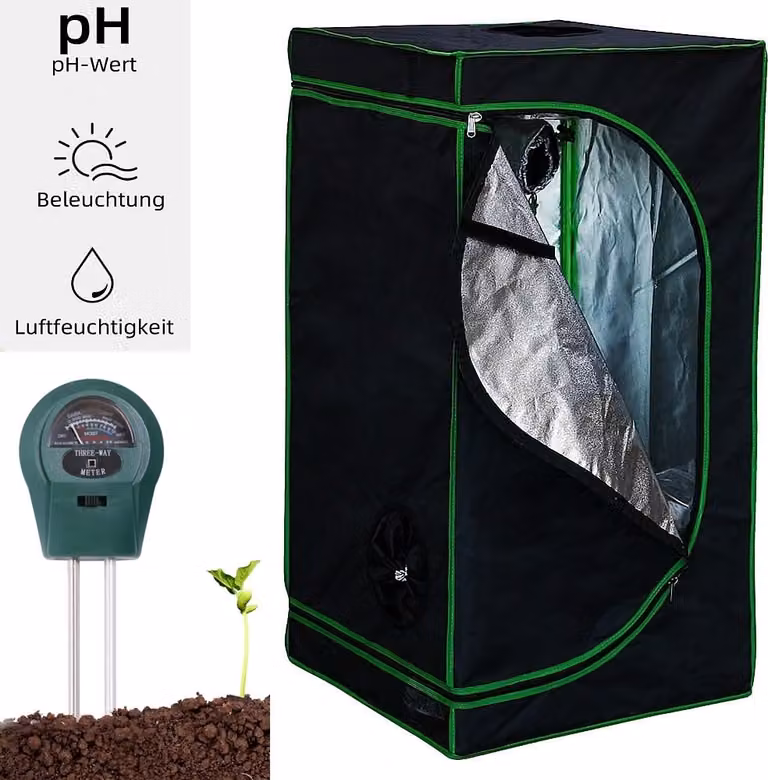 Growbox idroponica 40x40x160 cm con misuratore di umidità 3 in 1 e foglio riflettente