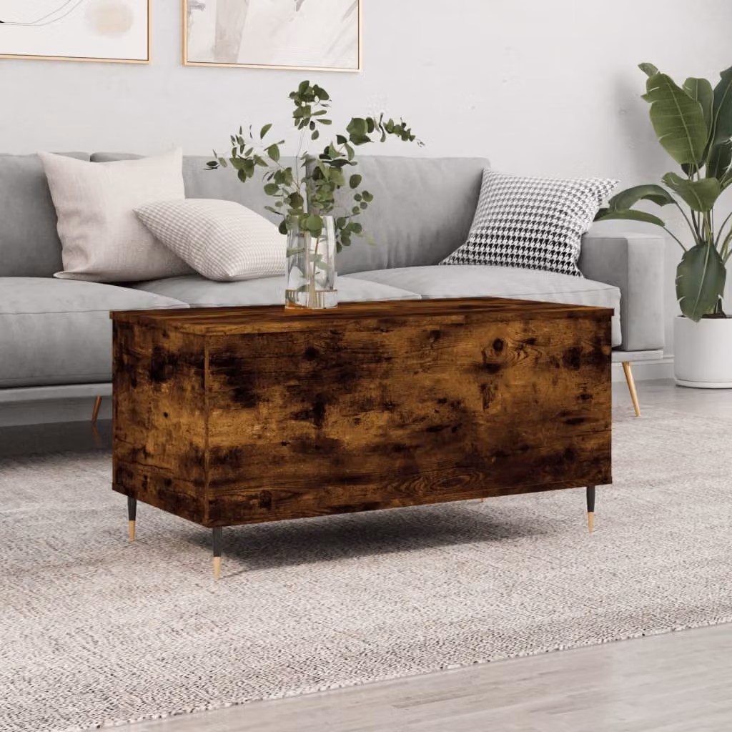 vidaXL Tavolino da Salotto Moderno in Legno e Metallo, Colore Marrone Rovere, L 90 cm x P 44,5 cm x H 45 cm