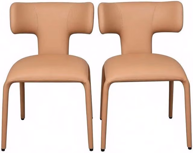 2 sedie da sala da pranzo in similpelle marrone chiaro, schienale curvo 53 x 53 x 78 cm