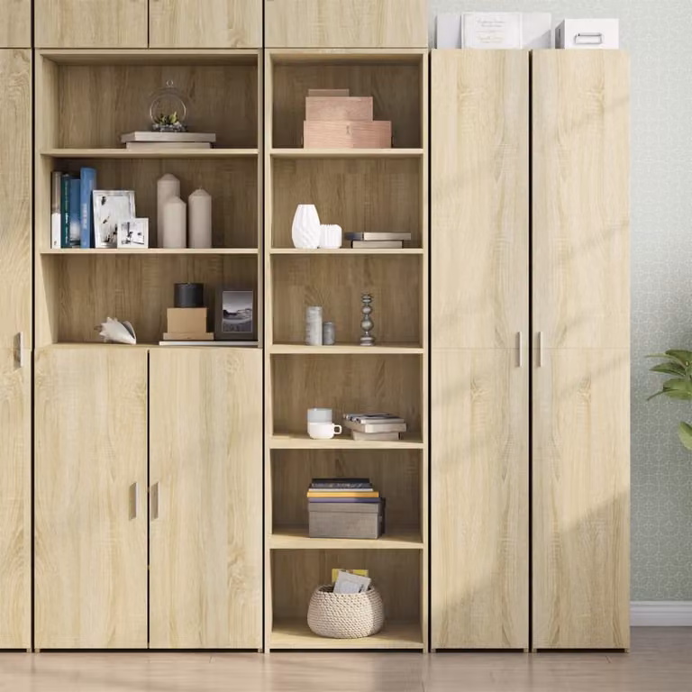 Credenza moderna vidaXL in legno color rovere marrone con ante a battente, L: 50 cm, P: 41 cm, H: 185 cm