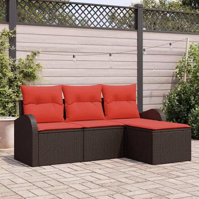 Maison Exclusive - Set divano da giardino marrone in polyrattan