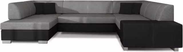 Divano panoramico a U HAVANA MEUBLORAMA convertibile con funzione letto, 6 posti, Grigio scuro e Nero, L: 322 cm x P: 176 cm x H: 204 cm – 1