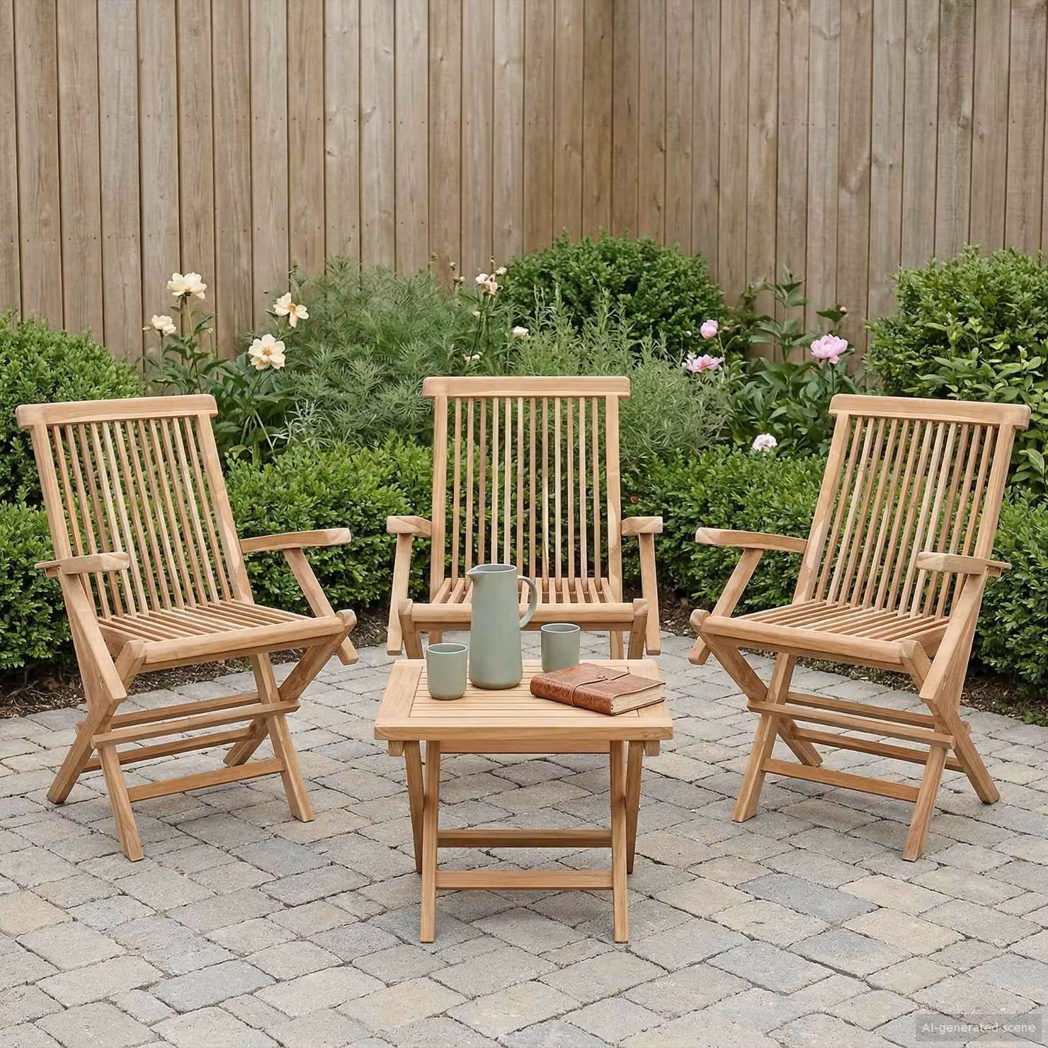 Set di 3 sedie da giardino pieghevoli vidaXL in legno di teak massiccio colore marrone