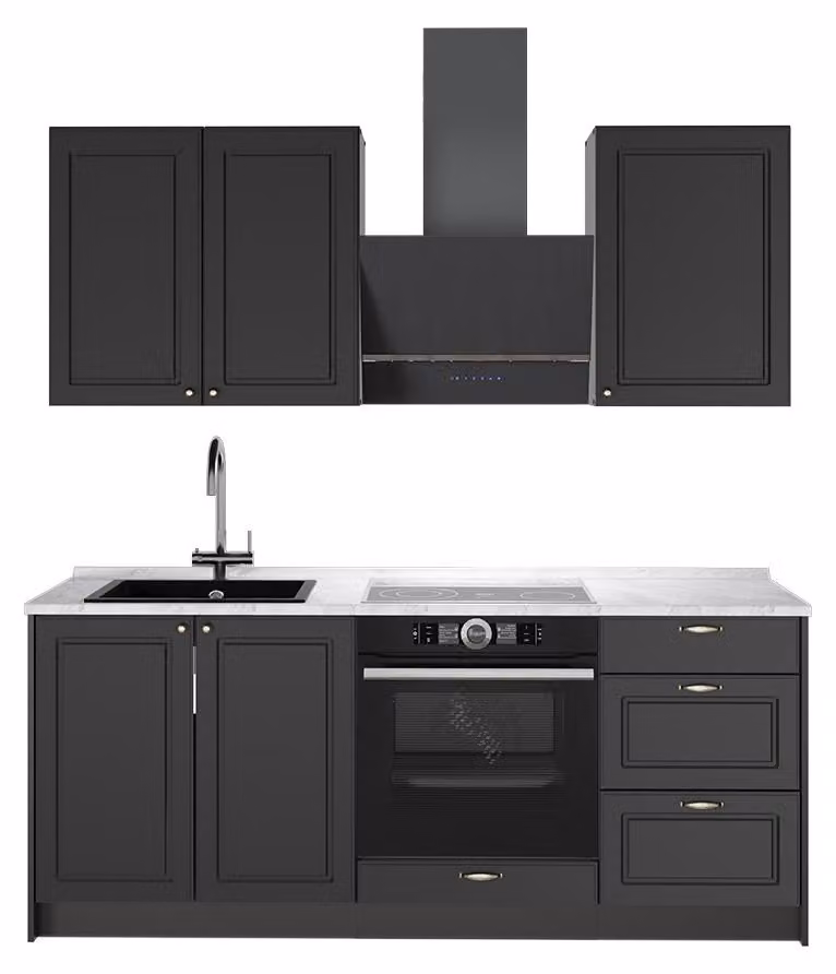 Cucina monoblocco Vicco Fame-Line Oro-antracite rustico/Antracite 190 cm, PL Marmo, Model 64841