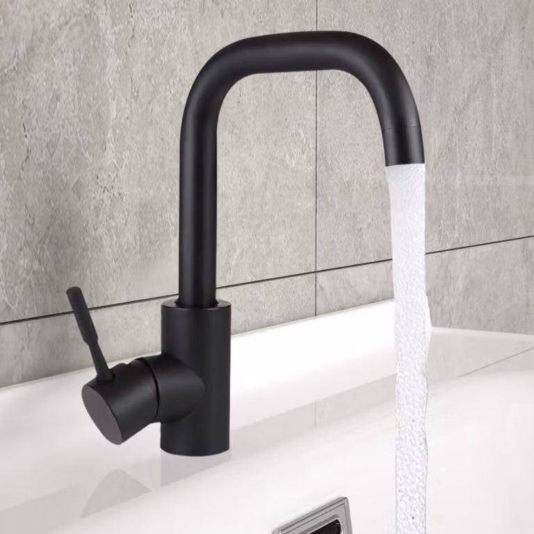 ZMH rubinetto bagno lavabo miscelatore - rubinetti rubinetto nero acqua fredda con altezza bocca 100 mm rubinetto ad alta pressione rubinetto in acciaio inox miscelatore tirante rubinetto bagno, per bagno