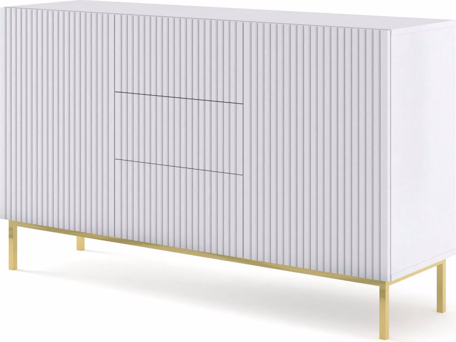 FURNLUX Credenza Ravenna B Bianco e Oro 150cm / Colore principale: Bianco / Dimensioni: 150 x 89 x 42 cm