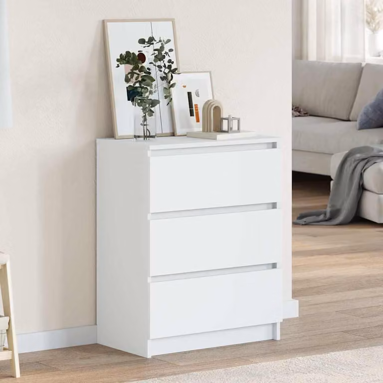 Credenza moderna vidaXL in legno e MDF bianca L: 60 cm, P: 35 cm, H: 76 cm