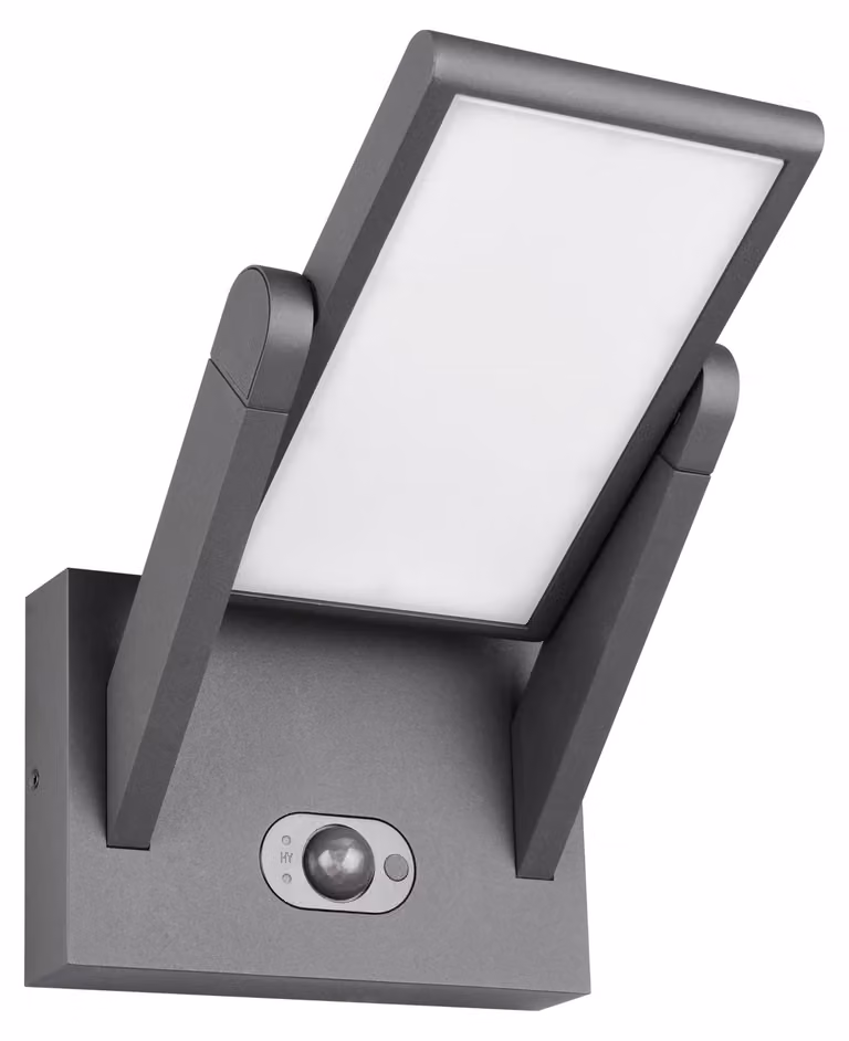 Lampada da parete esterna a LED, alluminio, antracite, 5W, alimentazione solare/rete elettrica, grado di protezione IP65
