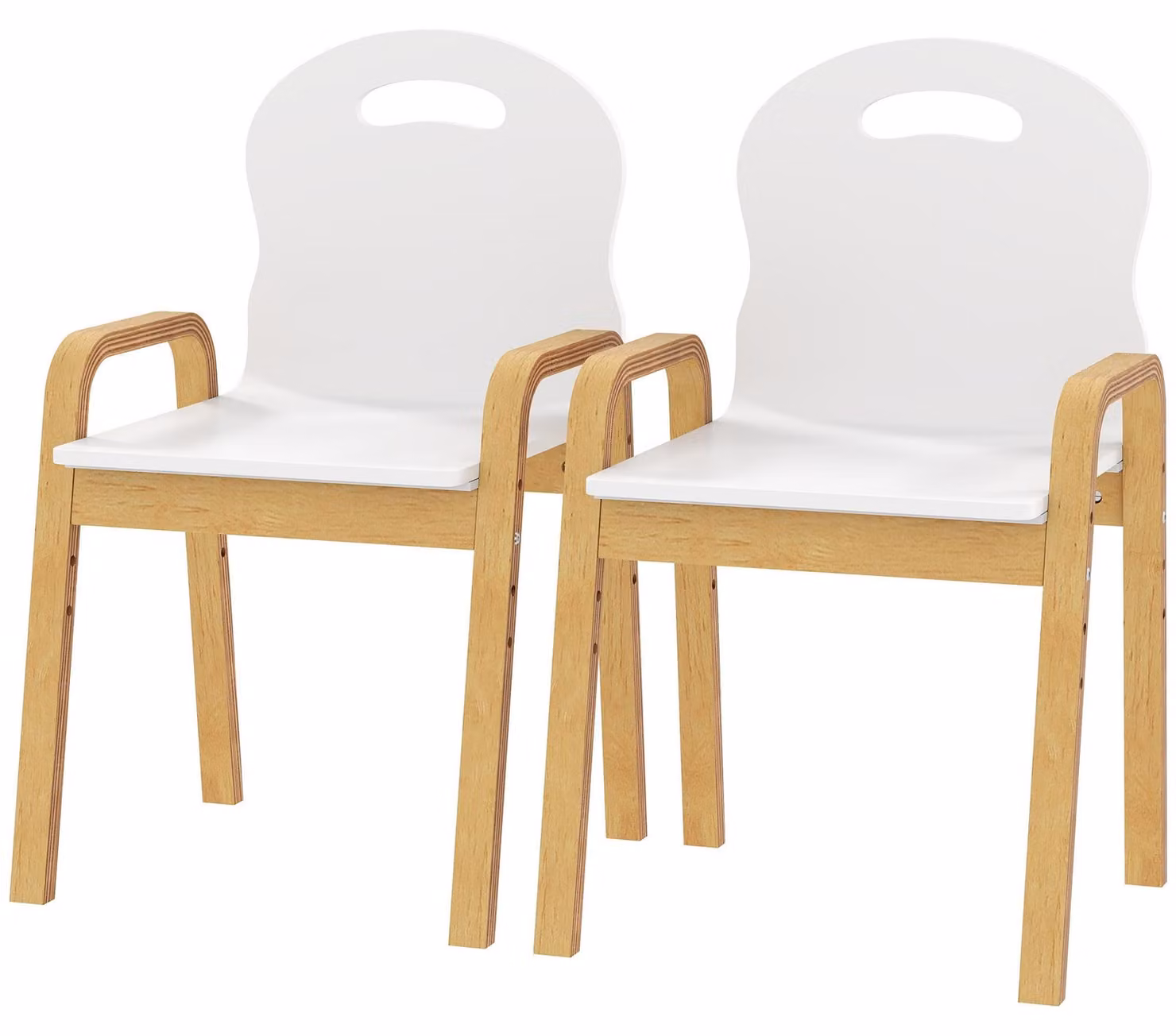 AIYAPLAY Set da 2 sedie per bambini in legno, regolabili in altezza, da scrivania, bianche