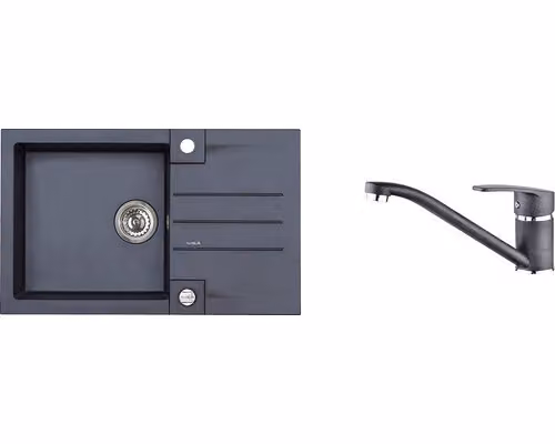 Lavello in granito con miscelatore ALVEUS Rock 130 Carbon 91 780x480 mm + miscelatore Nina SETA056