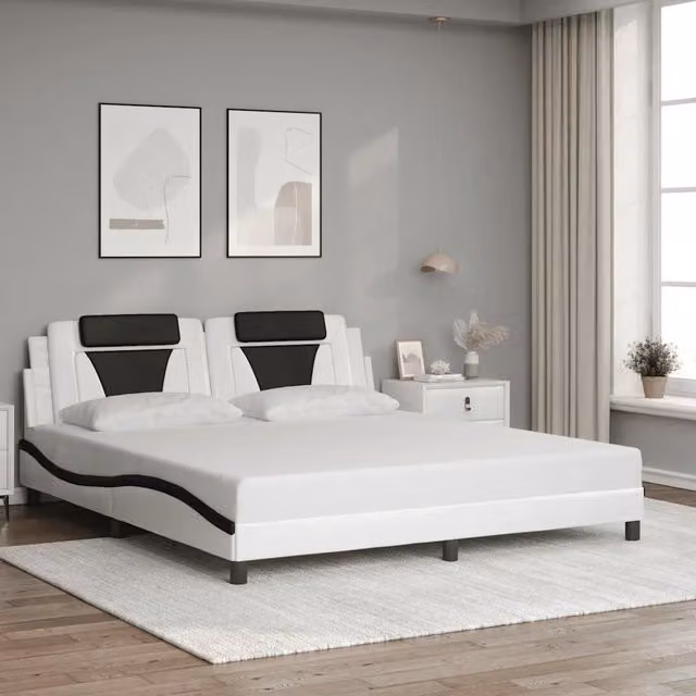 Giroletto Viana vidaXL in similpelle bianco e nero senza materasso L/P/H: 180 x 200 cm – 1