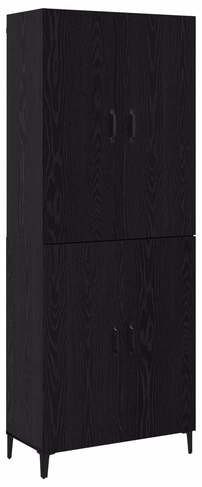 Credenza 2 pcs Rovere Nero Legno multistrato