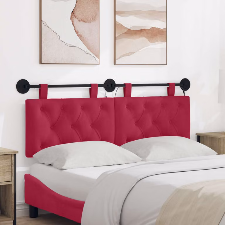 Testiera sospesa vidaXL in velluto rosso con illuminazione integrata L: 150 cm, H: 55 cm, P: 7 cm