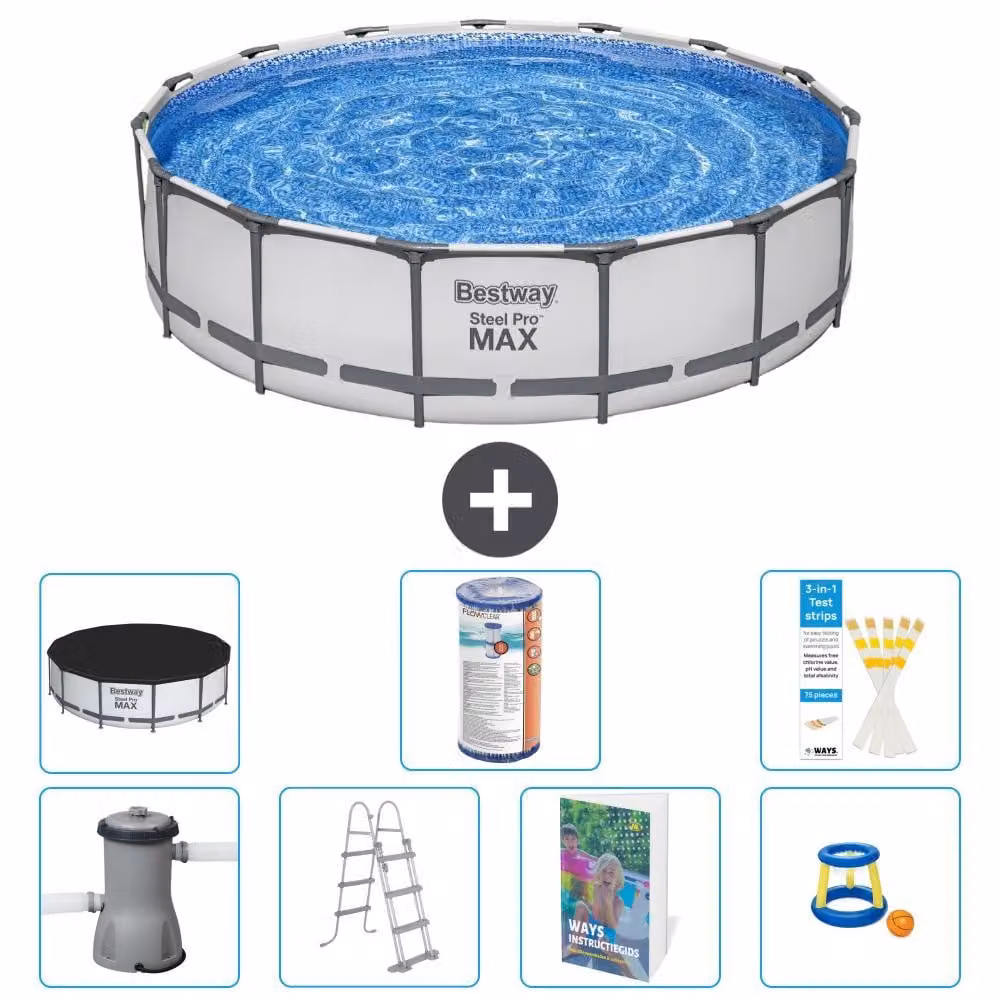 Bestway Steel Pro MAX, piscina in acciaio, forma rotonda - 457x122 cm - composta da 6 parti, modello S541