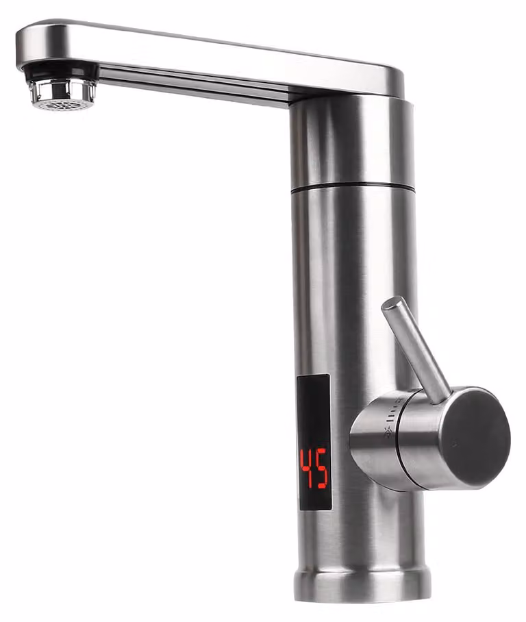 Rubinetto elettrico per acqua calda, 3000 W, acciaio inossidabile 304, rotazione a 360°, con LED