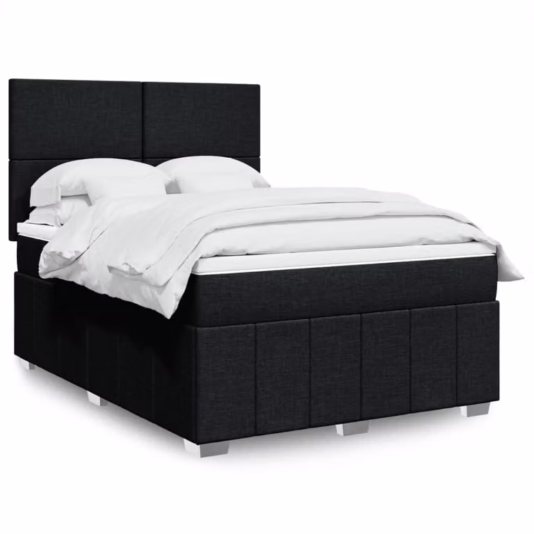vidaXL Giroletto a Molle Ibrido con Materasso Nero in Tessuto L/P: 160 x 200 cm