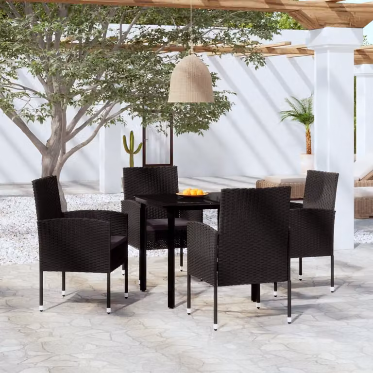 Maison Exclusive - Set da pranzo da giardino 5 pezzi nero