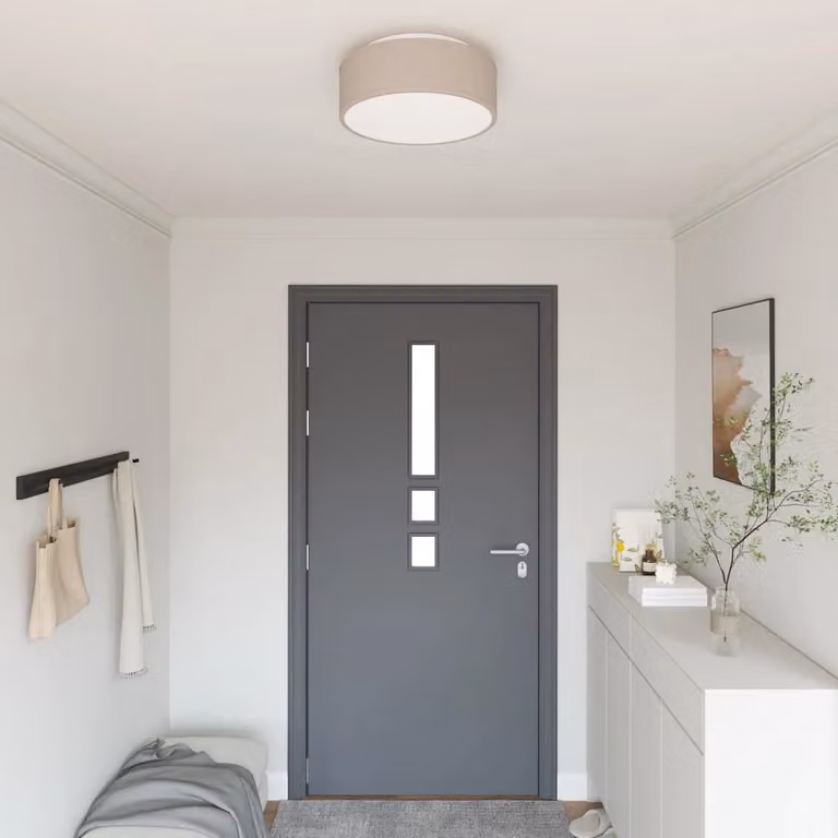vidaXL Lampada da soffitto Talpa in tessuto beige o grigio, L/P/H: 38 x 38 x 13,5 cm
