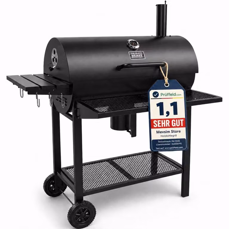 Griglia per barbecue a carbone con ruote e termometro