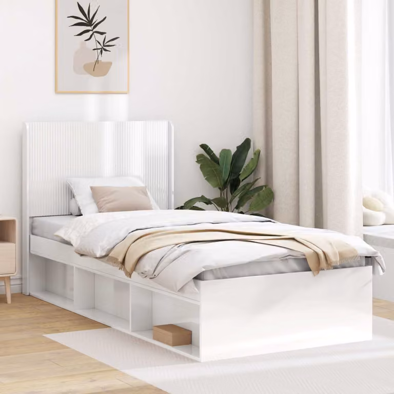 Testiera Letto vidaXL Bianco Lucido in Legno Ingegnerizzato MDF