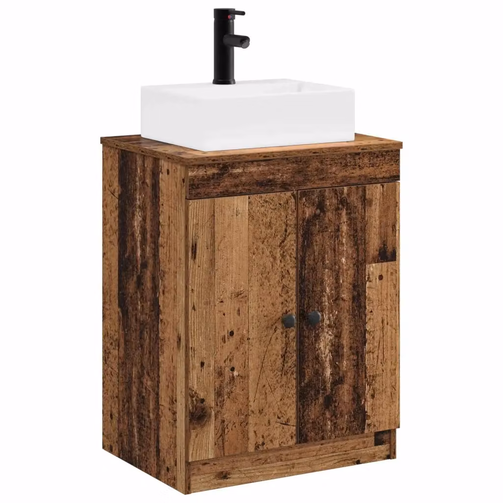 Set di mobili per il bagno moderno vidaXL in legno e MDF color marrone con ante a battente e ripiani interni – 2