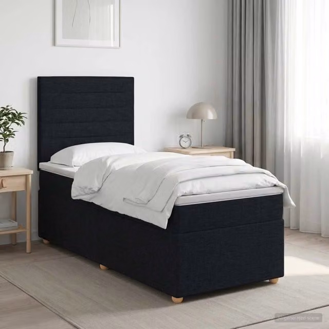 Letto box spring con materasso ibrido vidaXL in tessuto nero L 80 cm x P 200 cm – 1