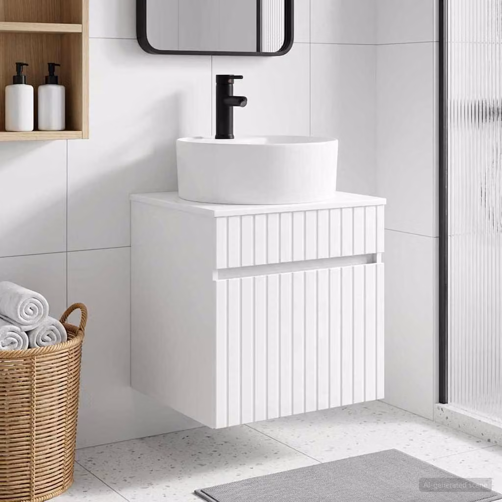 Mobile lavabo da parete vidaXL Bianco Lucido L: 49 cm, P: 44,5 cm, H: 65 cm
