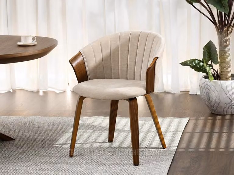 Sedia imbottita RAHMA - beige / noce