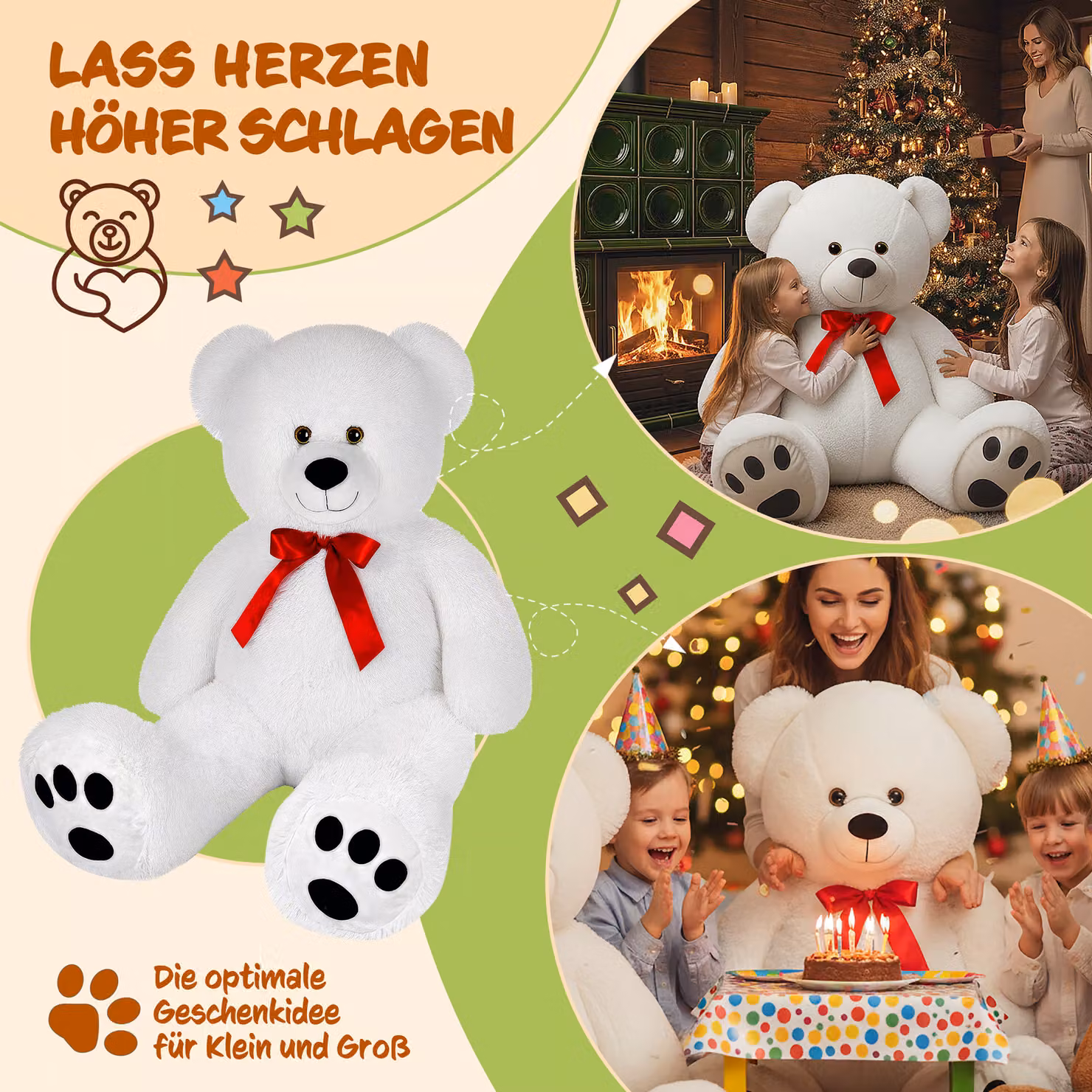 Orsacchiotto di peluche XXL DEUBA bianco, Altezza: 150 cm – 3