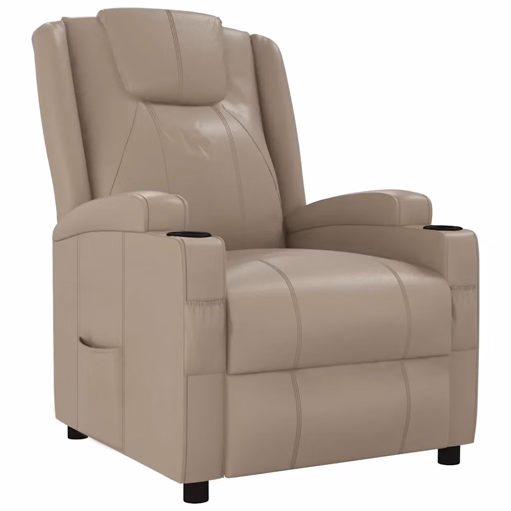 Poltrona Reclinabile Relax vidaXL in Similpelle Beige con Braccioli e Regolazione Manuale – 2