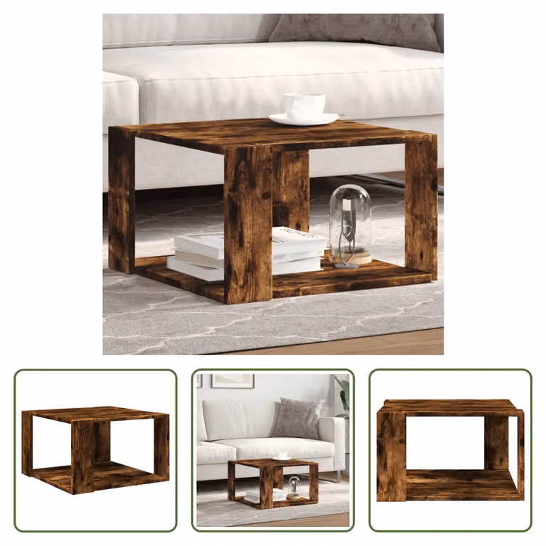 The Living Store tavolino in rovere fumé 51,5x51,5x30 cm materiale in legno