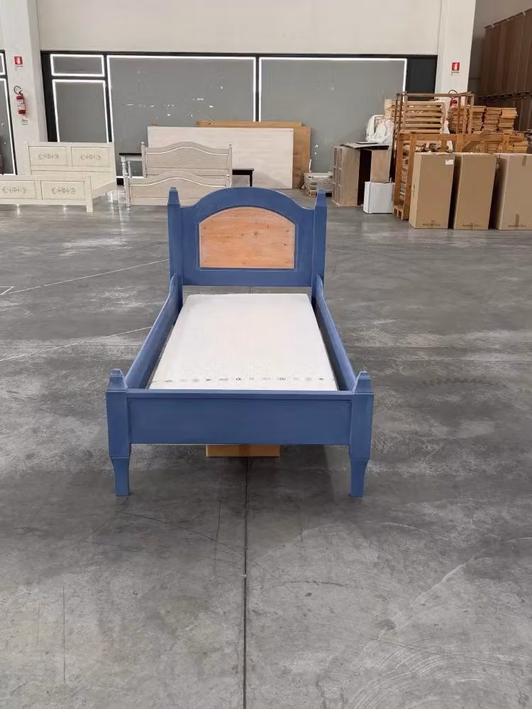Letto singolo in legno di abete stile arte povera blu e miele Mobili 2G L/P/H: 103 x 210 x 106 cm – 1