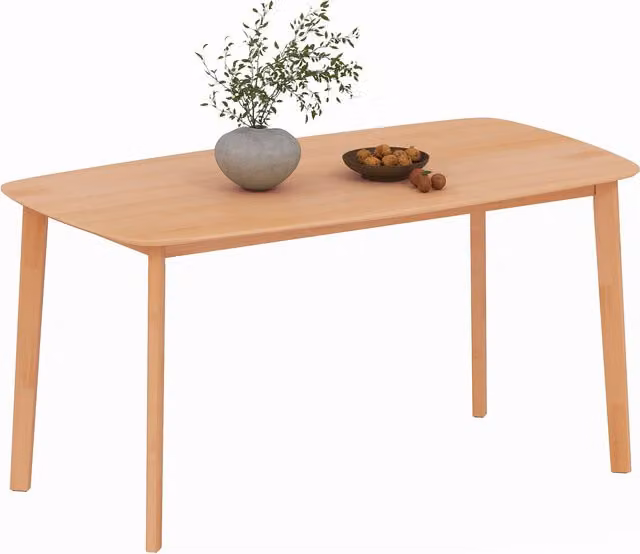 Tavolo da pranzo rettangolare HOMCOM in legno massiccio per 6 persone, colore legno naturale, L 150 x P 80 x H 76 cm