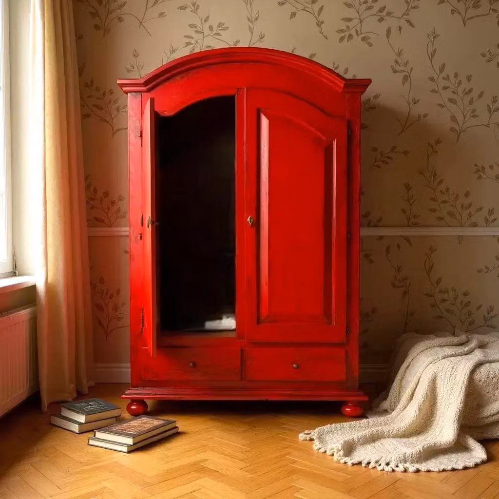 Armadio a 2 ante in legno stile shabby chic rosso anticato Mobili 2G L/P/H: 125 x 61 x 200 cm – 2