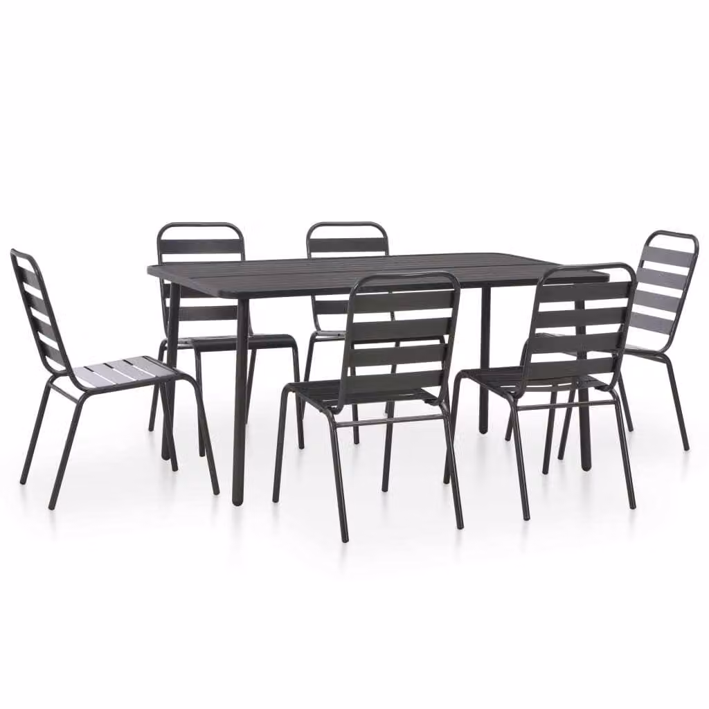 Maison Exclusive - Set da pranzo da giardino 7 pezzi in acciaio grigio scuro