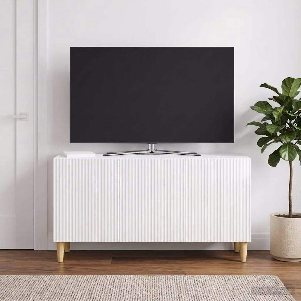 Mobile TV vidaXL Bianco Lucido in Legno MDF L: 99 cm, P: 34,5 cm, H: 50 cm