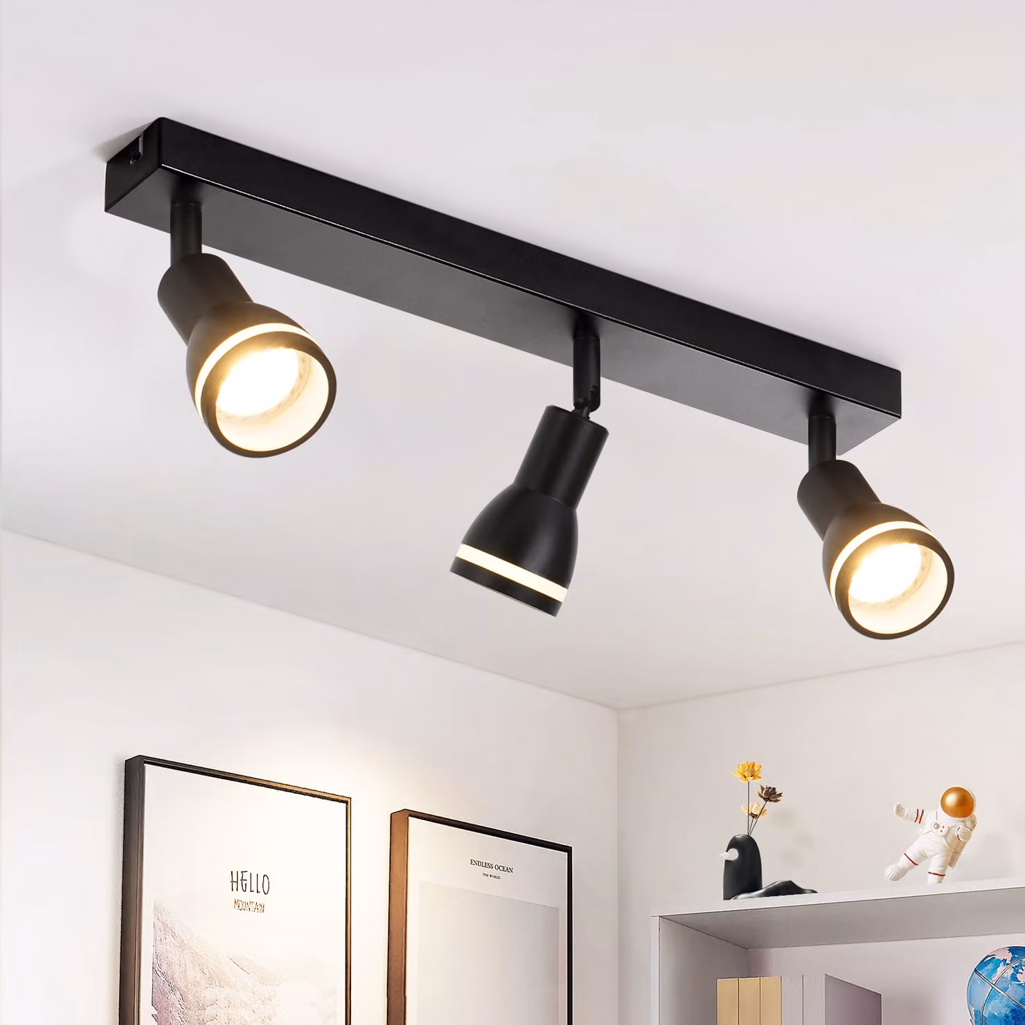 ZMH LED plafoniera 3 fiamme plafoniera nera GU10 orientabile plafoniera per interni per corridoio soggiorno cucina camera da letto, senza lampadine