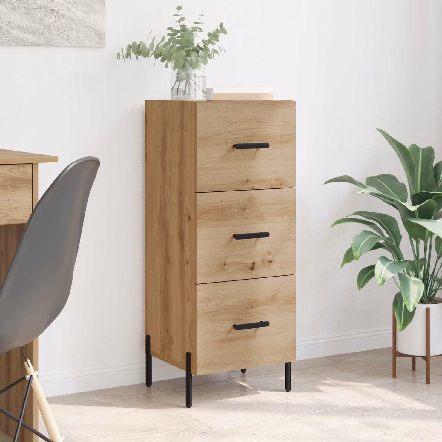 Credenza moderna vidaXL in legno color rovere marrone L: 34 cm, P: 34,5 cm, H: 90 cm