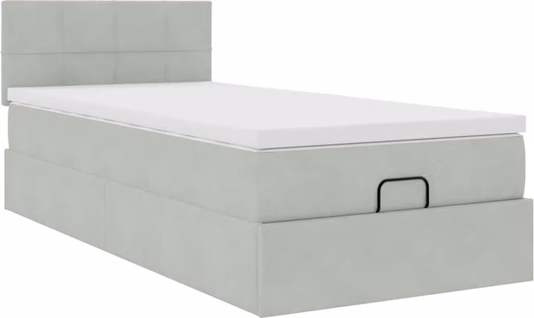 Struttura Letto Pouf con Materasso 90x200 cm in Velluto