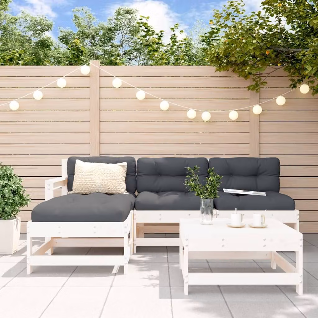 Maison Exclusive - Set Salotto da Giardino 5 pz Bianco in Legno Massello di Pino