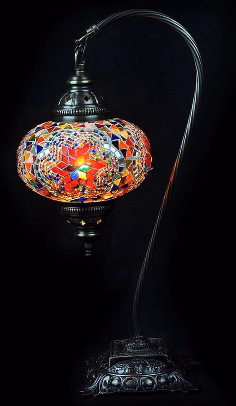Sfeerverlichting Online Lampada da tavolo in vetro mosaico colorato Ø 13 cm, altezza 39 cm - Lampada turca e orientale