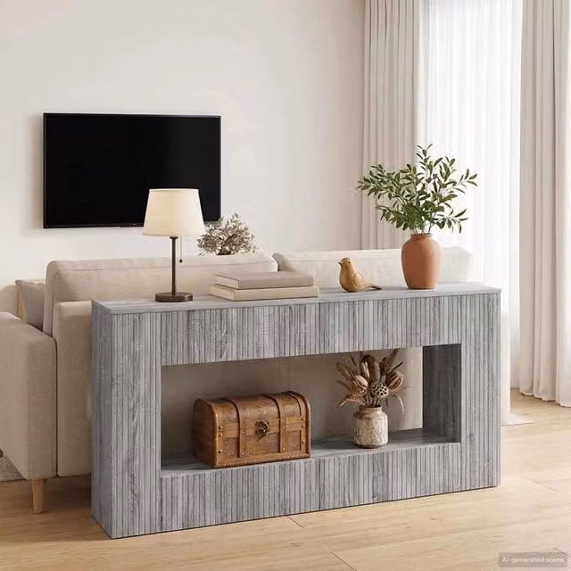 Tavolo consolle moderno vidaXL in legno grigio L: 155 cm, P: 29 cm, H: 74 cm – 1