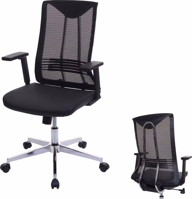 Sedia da ufficio HWC-J53, sedia girevole da scrivania, ergonomica in Pelle finta ~ nero