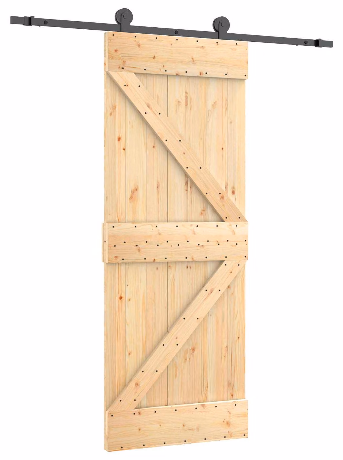 Porta scorrevole Naturale e Nero 85 x 210 cm