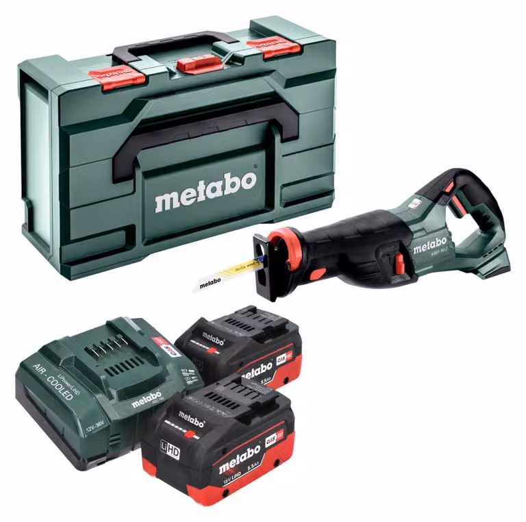 Metabo SSEP 18 LT sega alternativa a batteria 18 V 32 mm + 2x batteria LiHD 5,5 Ah + caricatore + metabox