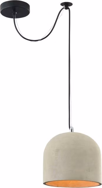 Lampada pendente Loft GIORDANOSHOP in metallo e cemento, design industriale cilindrico, colore nero e grigio, altezza regolabile – 1