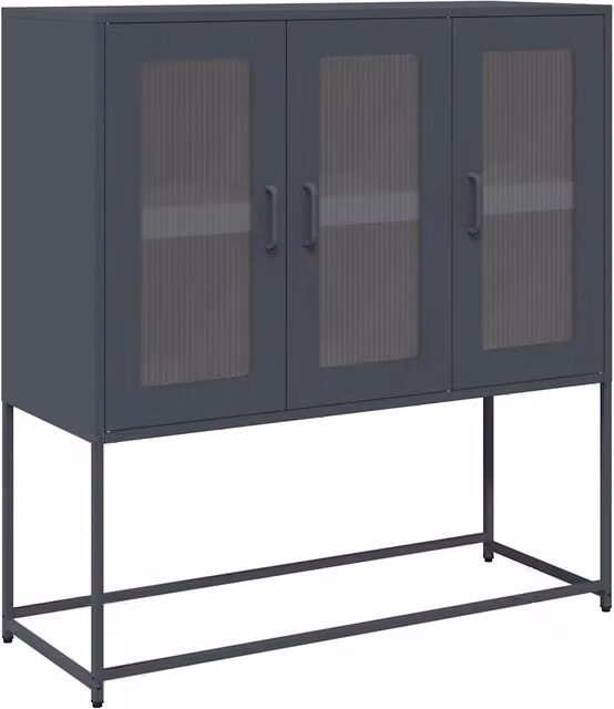 Credenza Buffet Antracite in Acciaio Laminato a Freddo L: 100,5 cm, P: 39 cm, H: 107 cm
