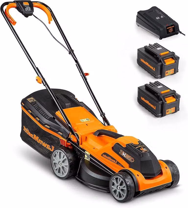Tagliaerba elettrico – Tagliaerba a batteria – Tagliaerba senza fili – Tagliaerba mulching – 2 batterie da 24V 4.0Ah